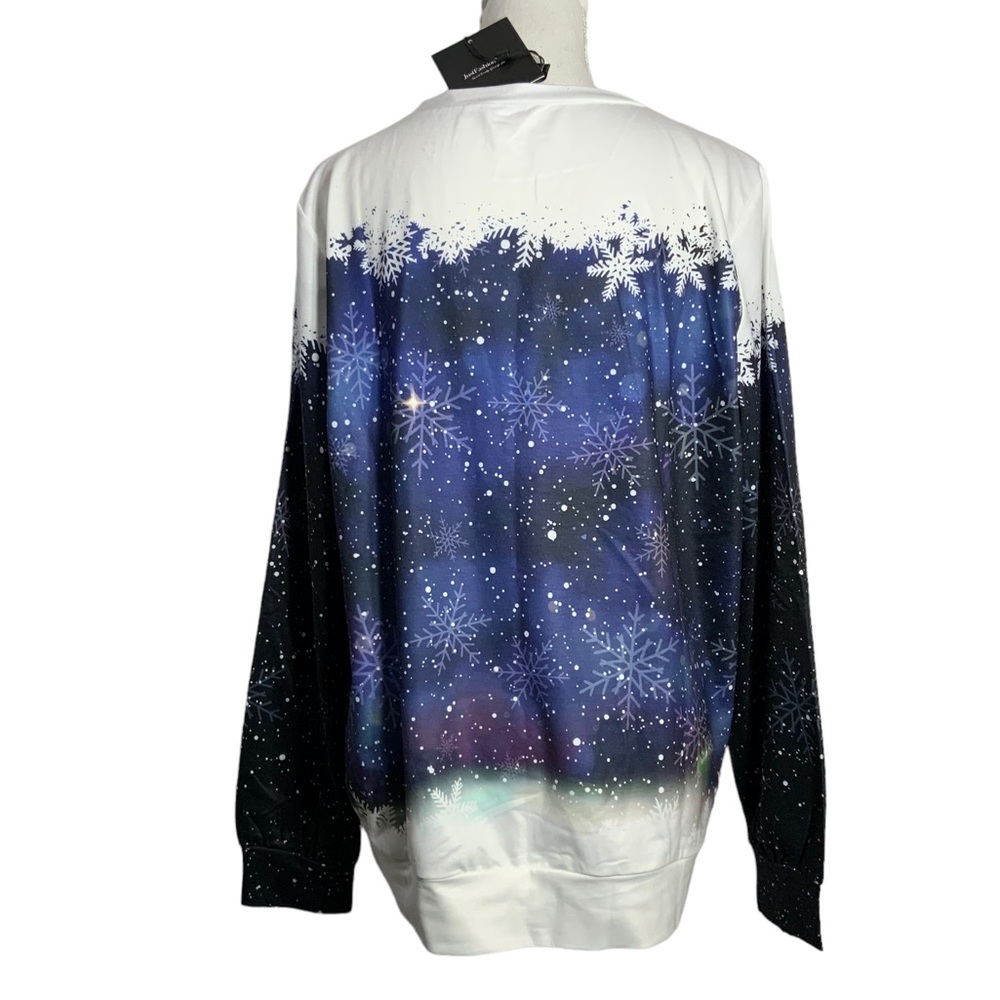 Christmas 3D Print Long Sleeve Sweatshirt Tee Top Cosmic Starry Night Women Med - Picture 6 of 16
